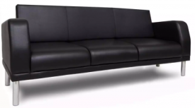 Офисный диван Милан (3-х местный, PV - кожа иск., PV-1, чёрный, AL)