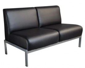 Офисный диван Сандра (2-х местный, PV - кожа иск., PV-1, чёрный, AL)