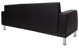 Офисный диван Милан (3-х местный, PV - кожа иск., PV-1, чёрный, AL)