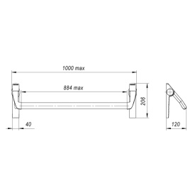 Ручка-штанга нажимная AP.1300A push-bar (ANTI-PANIC 1300А) (41405) (FUARO)