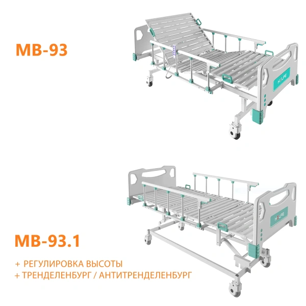 Кровать медицинская MB-93.1 (электропривод) с дополнительными опциями