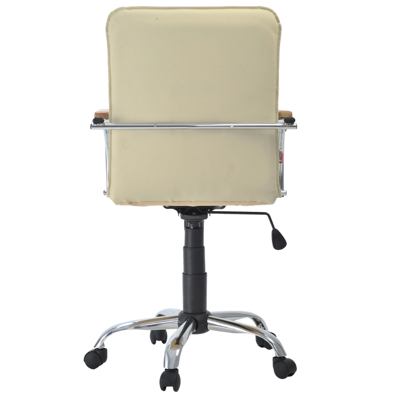 Кресло Самба G (Кожа иск., DO, №122 (кремовый), ТГ, кр. Альфа(600)CH, подл. Самба CH, Орех (1031), ролик ст.)