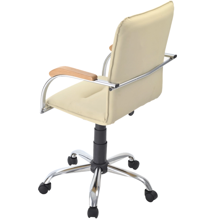 Кресло Самба G (Кожа иск., DO, №122 (кремовый), ТГ, кр. Альфа(600)CH, подл. Самба CH, Орех (1031), ролик ст.)
